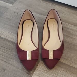 Kate Spade Burgundy Flats with Gold Detail